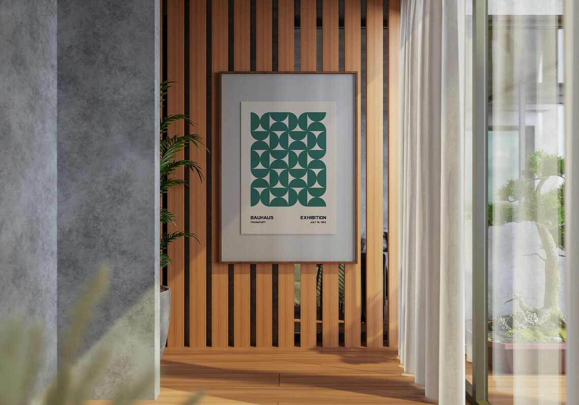 Bauhaus Frankfurt Exhibition Cool Teal Circle Grid 1923 Poster - Image 4
