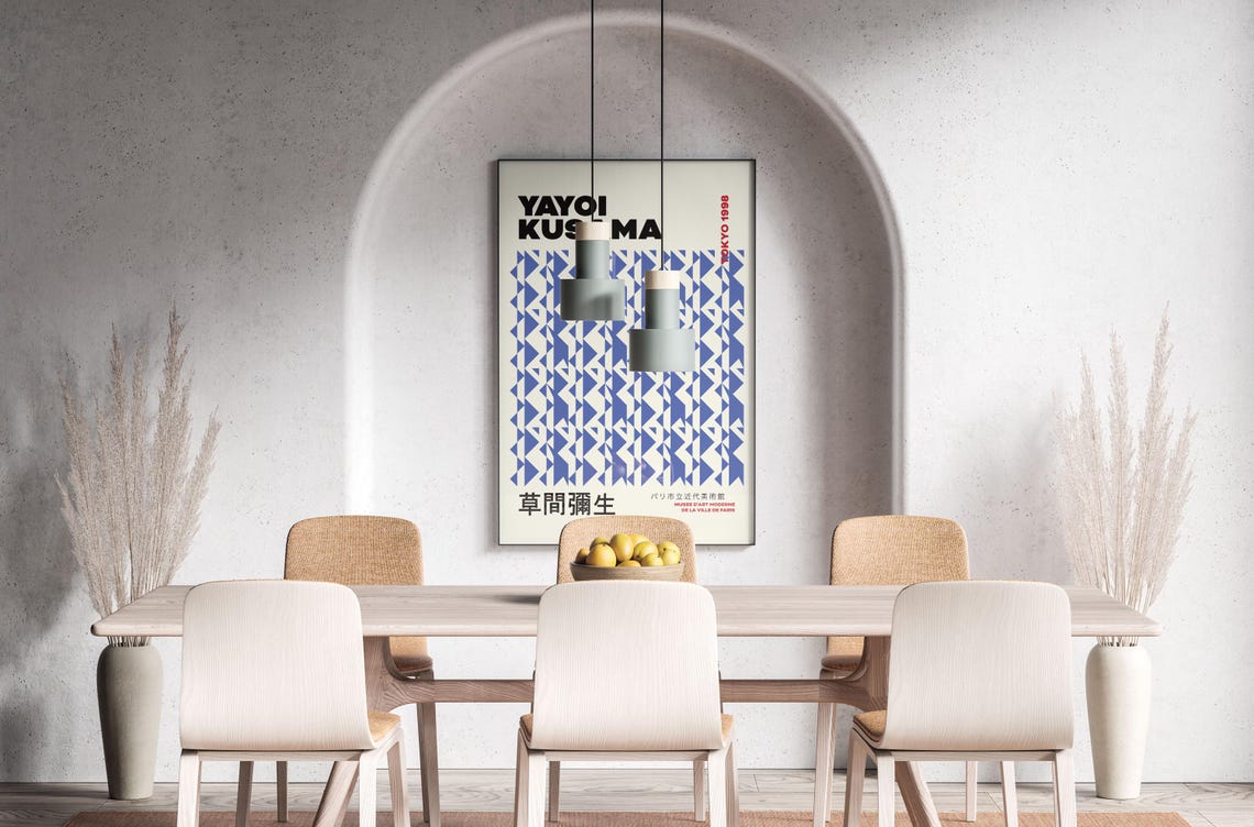 Yayoi Kusama Tokyo 1998 Blue Triangle Pattern Exhibition Art Poster - Image 2