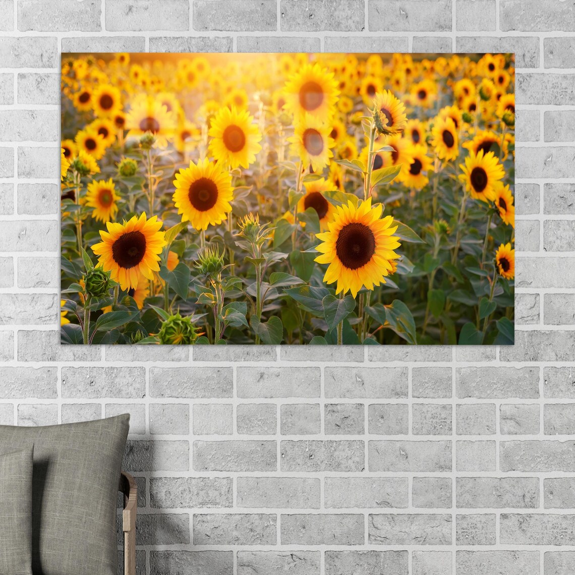 Minimalist Wall Art Sunflower Decor Kitchne Glass View Farm Custom Printing