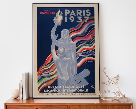 Vintage Paris Exhibition Poster Art Print Art Nouveau French Wall Art Antique Advertising Poster