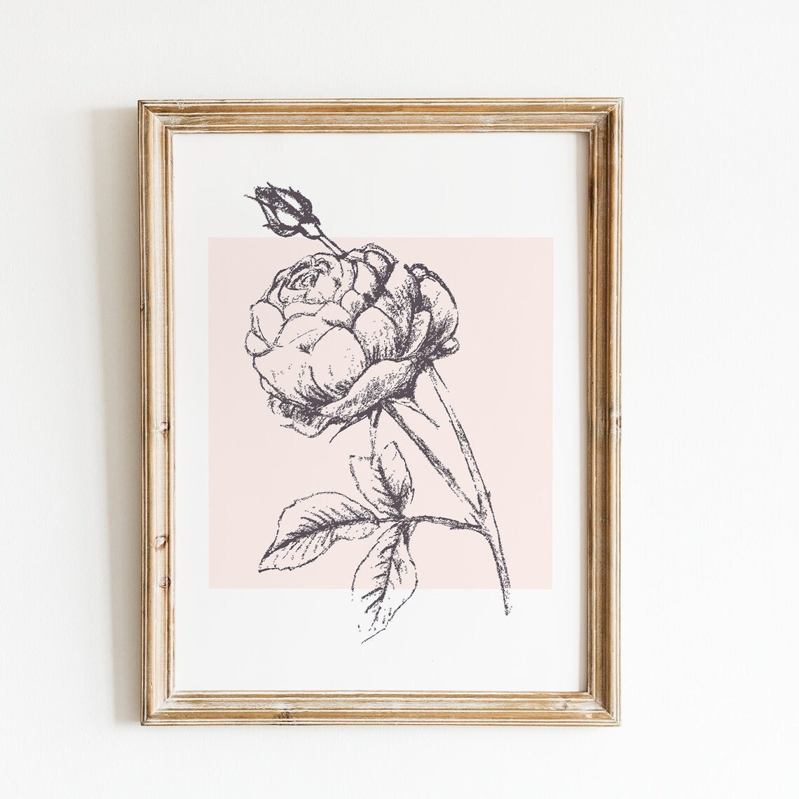 Minimalist Rose Sketch Art Print, Valentine Decor