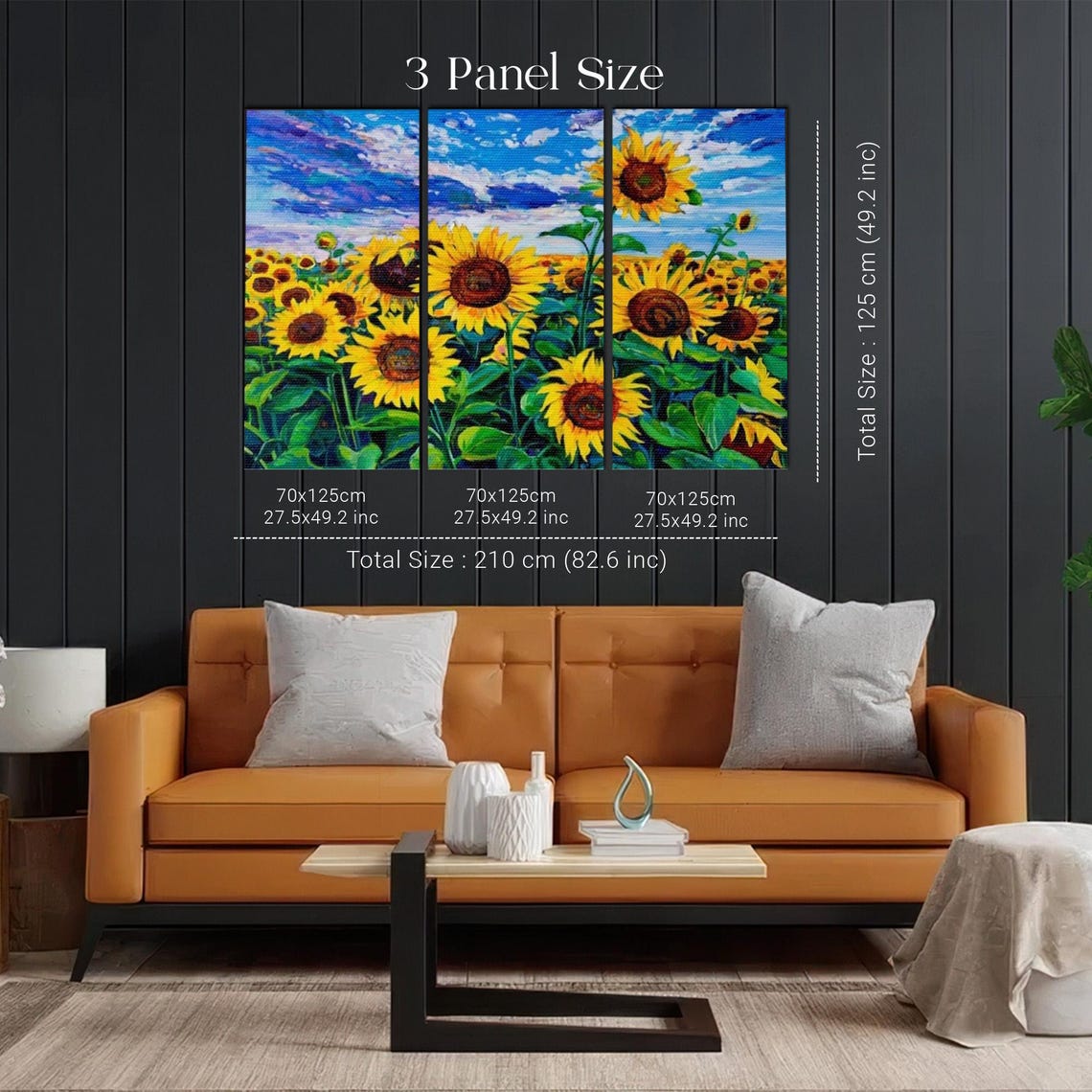 Sunflower Field Under Bright Blue Sky Oil Painting Style Poster - Image 2