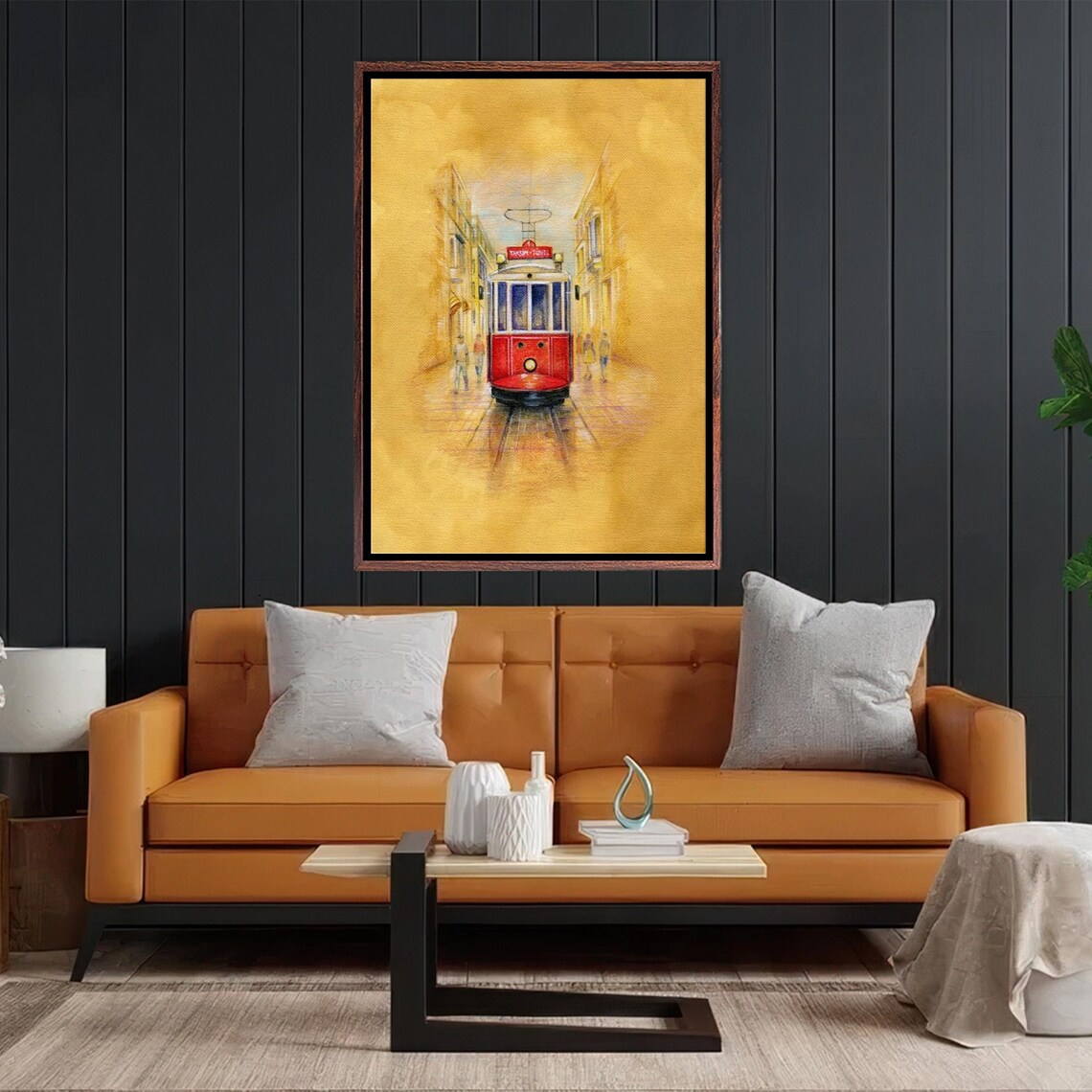 Istanbul Istiklal Street Historic Red Tram Oil Painting Poster - Image 2