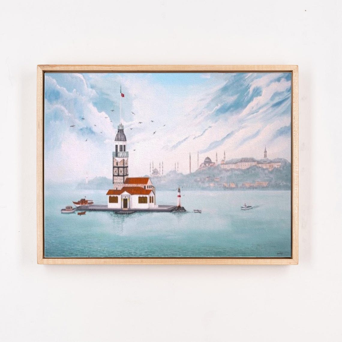 Maidens Tower Istanbul Bosphorus Historic Lighthouse Painting Poster - Image 4