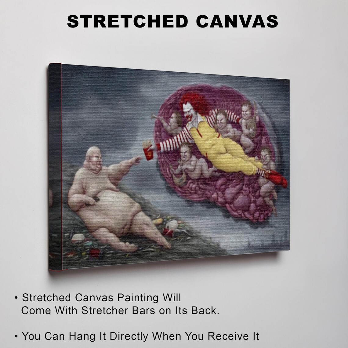 Fast Food Creation of Adam Parody Pop Satire Painting Poster - Image 3