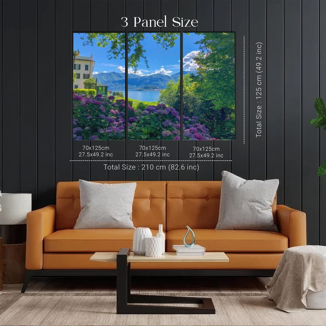 Lake Como Villa With Hydrangeas Mountain View Scenic Art Poster - Image 2