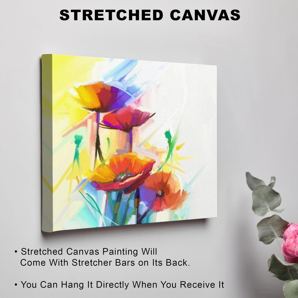 Abstract Red Orange Poppies Bouquet Modern Floral Art Poster - Image 3