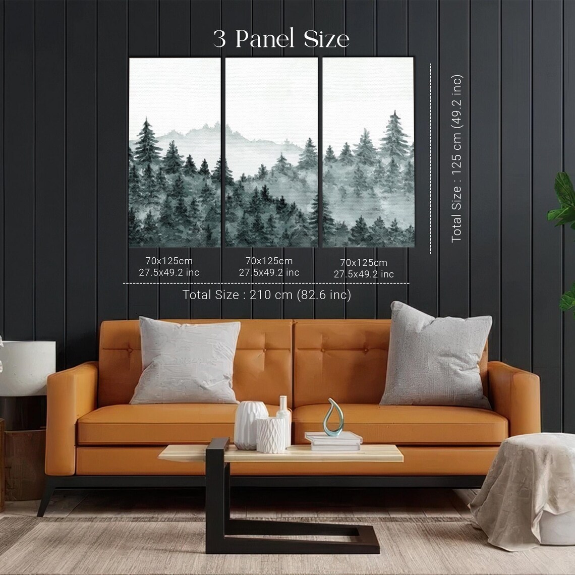 Misty Pine Forest Watercolor In Soft Gray Green Tones Poster - Image 2
