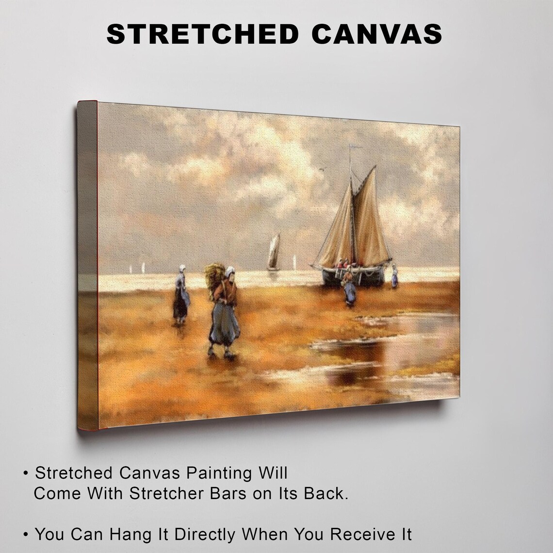 Fishermen On The Beach With Sailing Boats Oil Painting Poster - Image 3