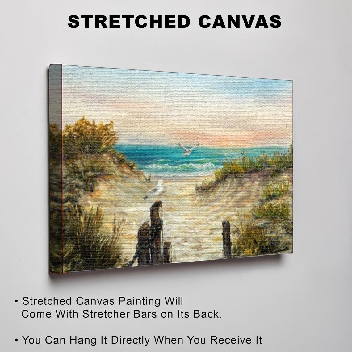 Sandy Beach Path Through Dunes Leading To Ocean At Sunset Poster - Image 3