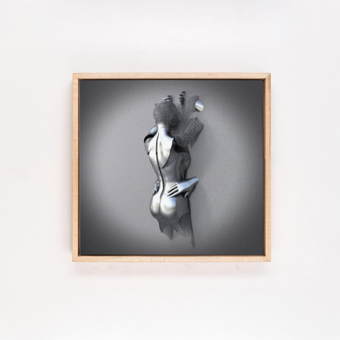 Gray And Silver 3D Metallic Female Figure Surreal Modern Art Poster - Image 4