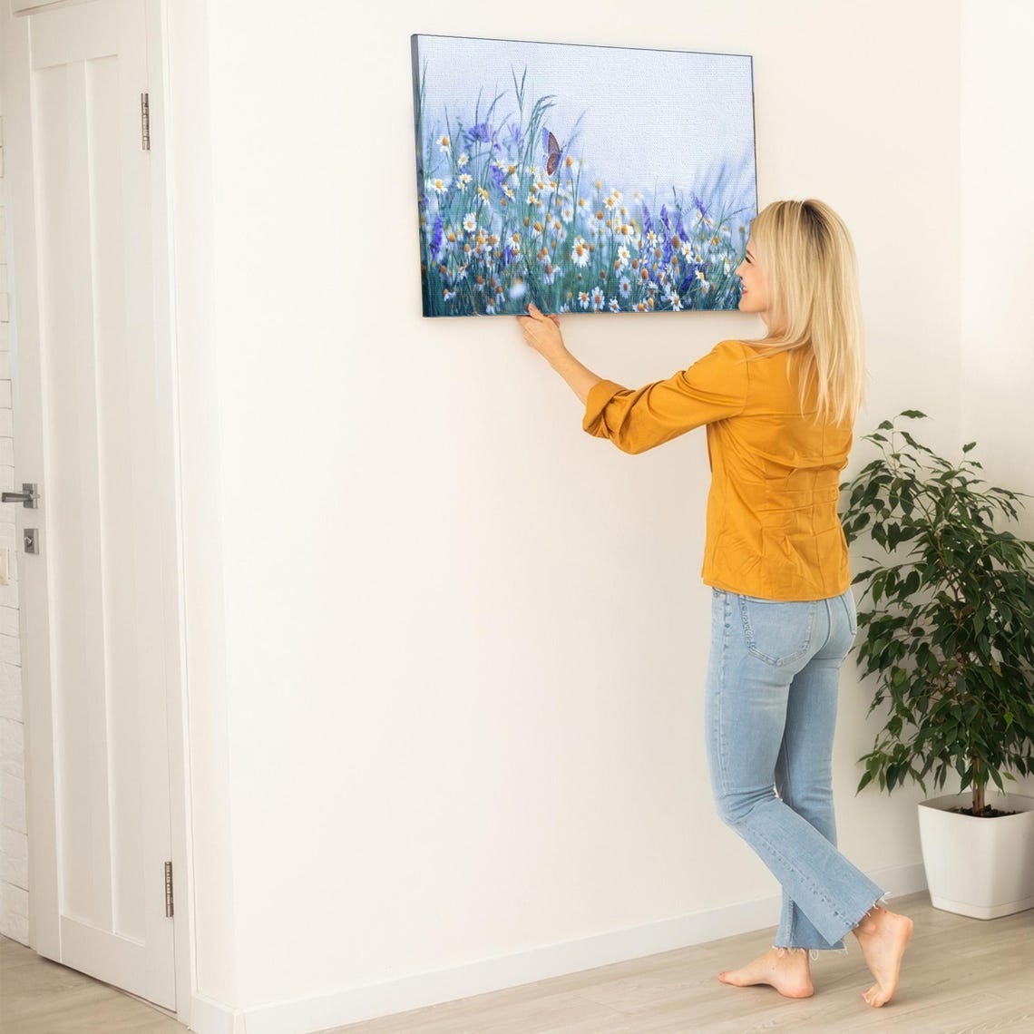 Wildflowers And Daisies With Butterfly Soft Pastel Art Poster - Image 5
