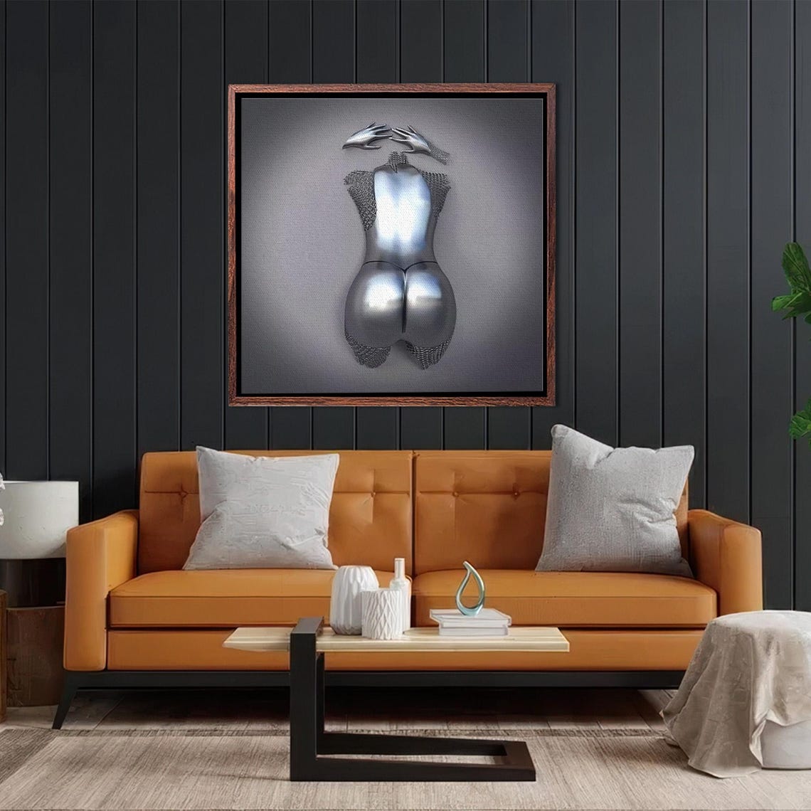 Chrome Silver Human Figure In Abstract 3D Sculpture Style Poster - Image 2
