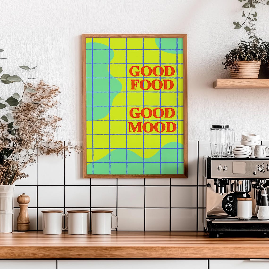 Bold Good Food Good Mood Retro Pop Art Typography Kitchen Poster - Image 7