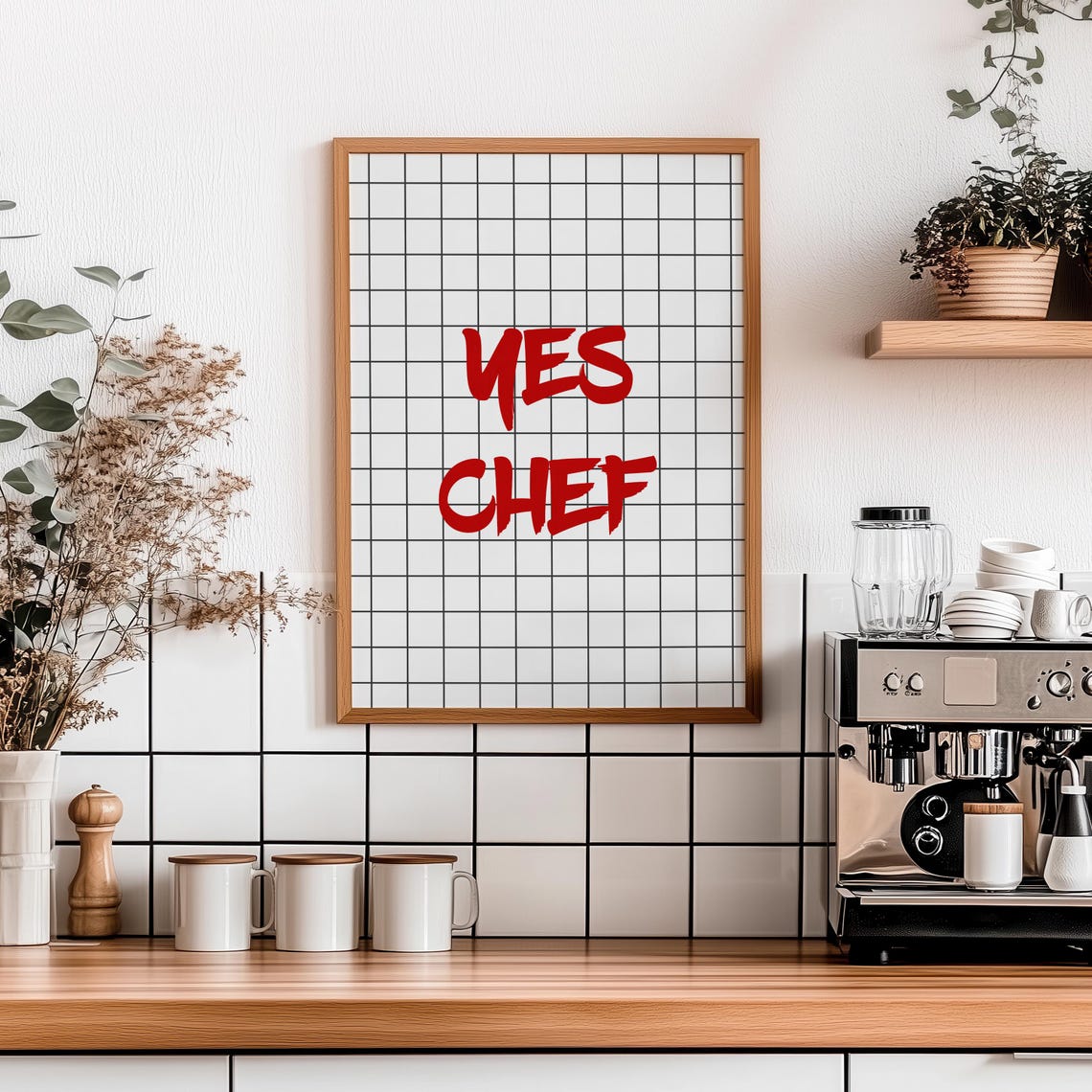 Yes Chef Bold Red Brush Lettering Kitchen Restaurant Wall Art - Image 7