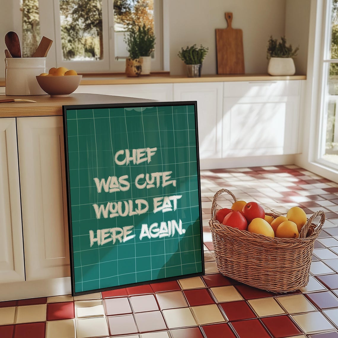 Chef Was Cute Would Eat Here Again Print Aesthetic Kitchen Decor Cute Cooking Art Kitchen Wall Art Poster Chef Art Print Typography Art - Image 6