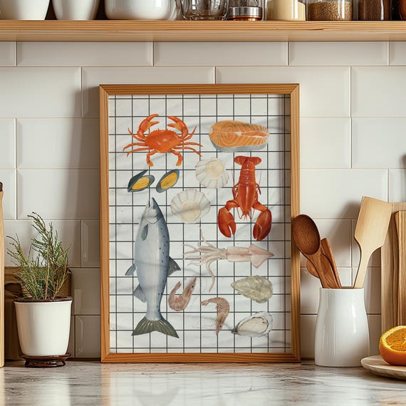 Seafood Wall Art Print Italian Frutti Di Mare Poster