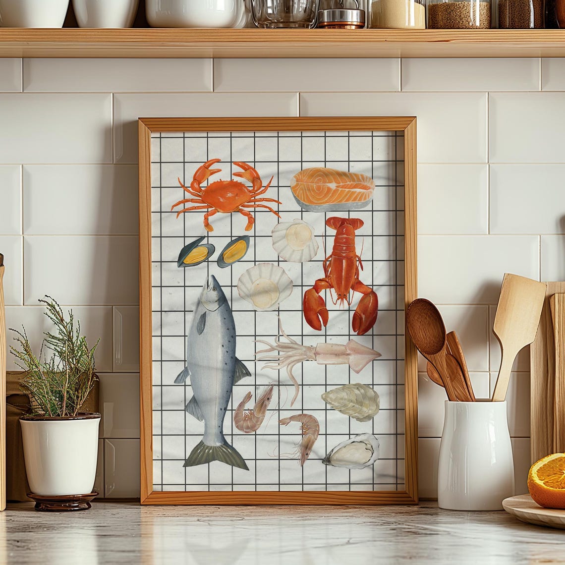 Seafood Wall Art Print Italian Frutti Di Mare Poster