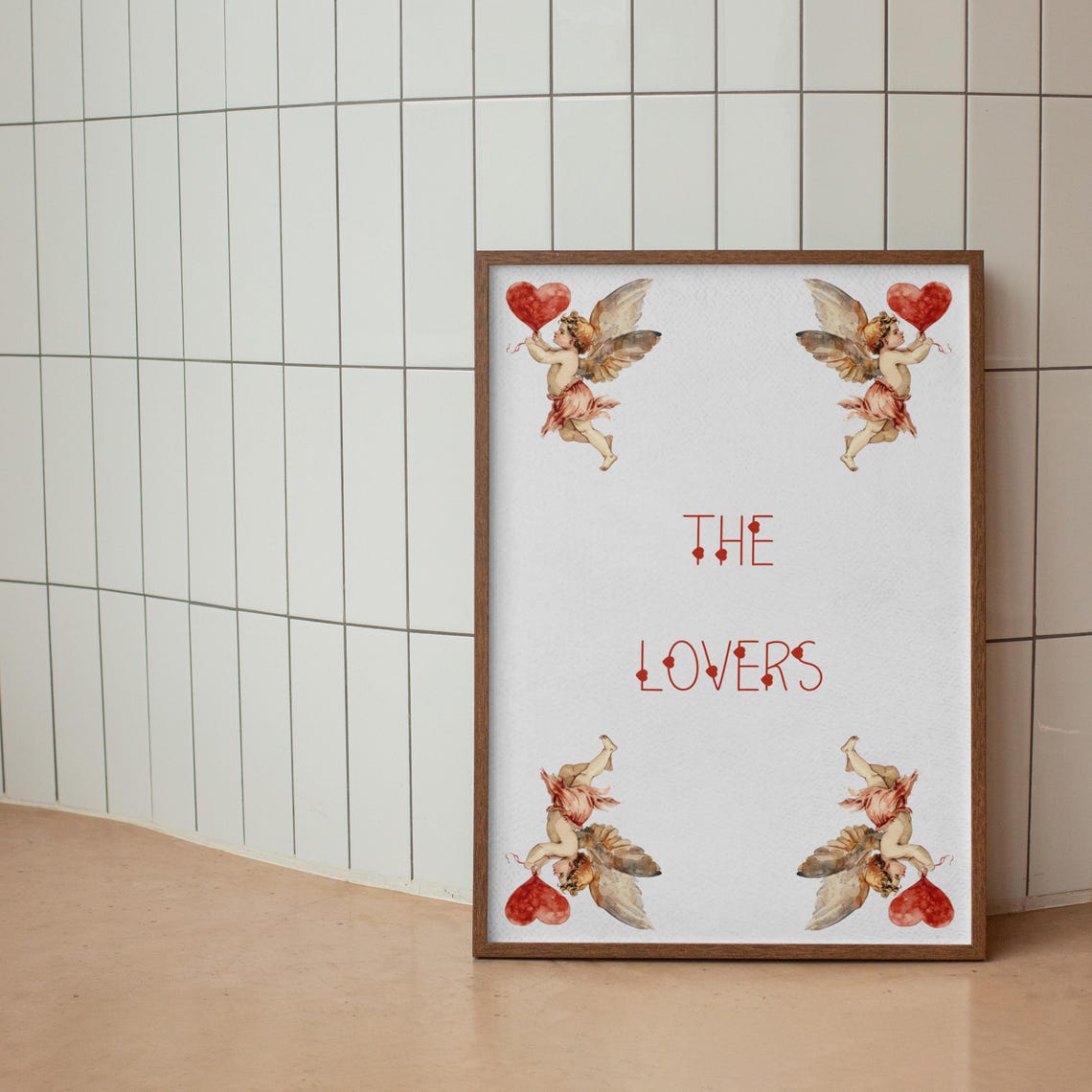 The Lovers Vintage Cherub Angels Romantic Couple Wedding Wall Art - Image 2