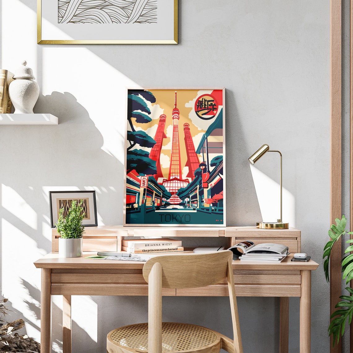 Tokyo Skytree Red Tower Japan City Illustration Travel Poster - Image 3