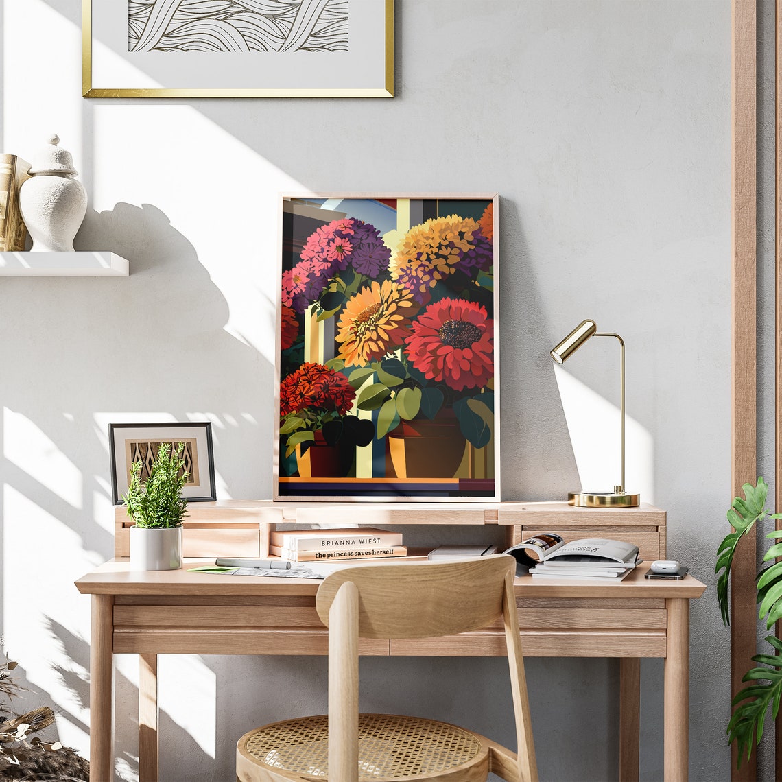 Vibrant Dahlia Garden Multicolor Blooms Floral Illustration Poster - Image 3