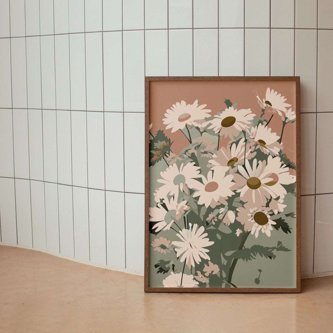 Heartwarming Blush Daisies Wildflower Field Soft Neutral Poster - Image 2