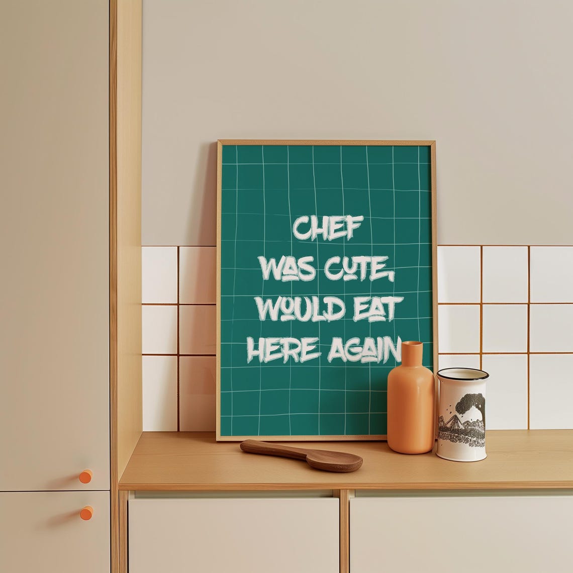 Fun Chef Was Cute Would Eat Here Again Trendy Kitchen Wall Art - Image 4