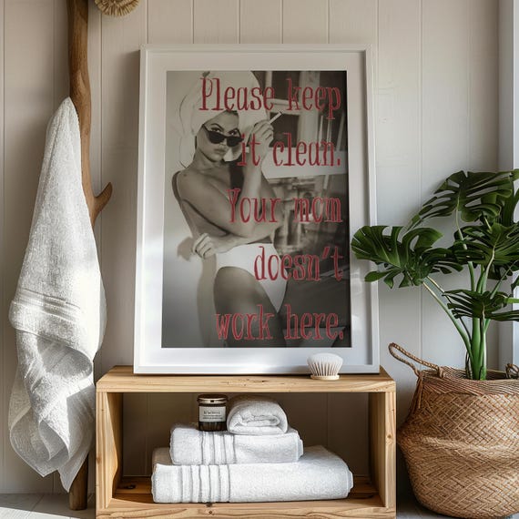 Keep It Clean Poster, Sassy Bathroom Decor