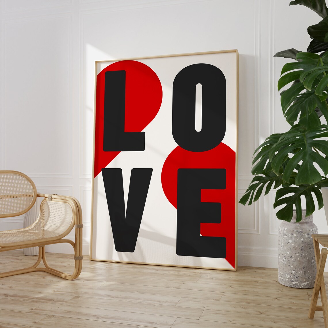 Love Typography Black Letters Red Heart Modern Pop Art Poster - Image 4