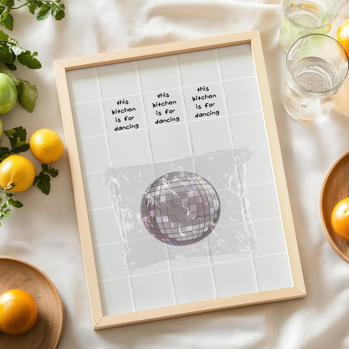 This Kitchen Is for Dancing Disco Ball Retro Party Kitchen Poster - Image 9