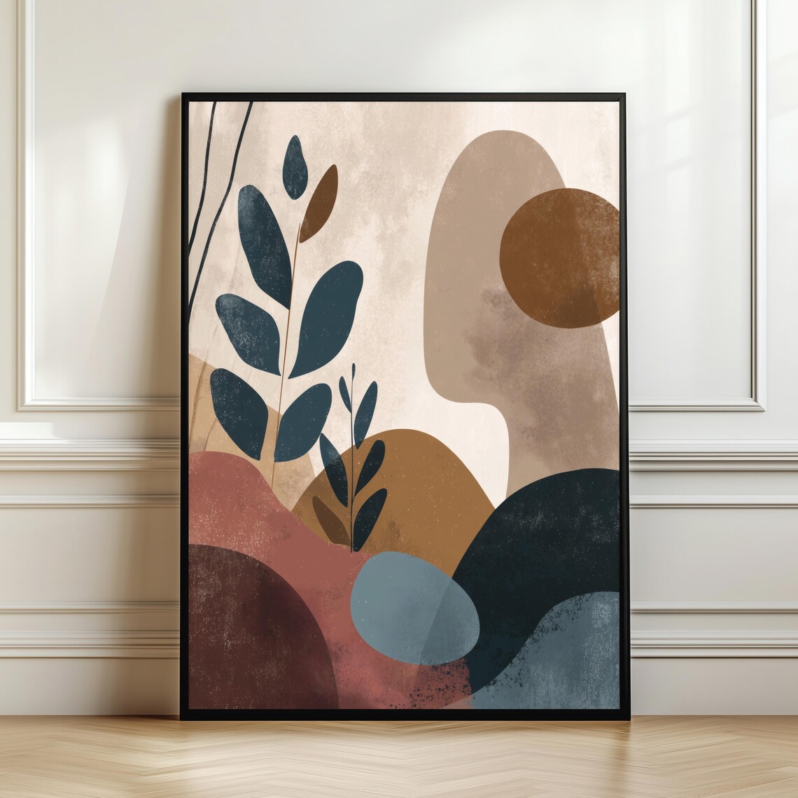 Abstract Boho Botanical Art Print, Modern Shapes