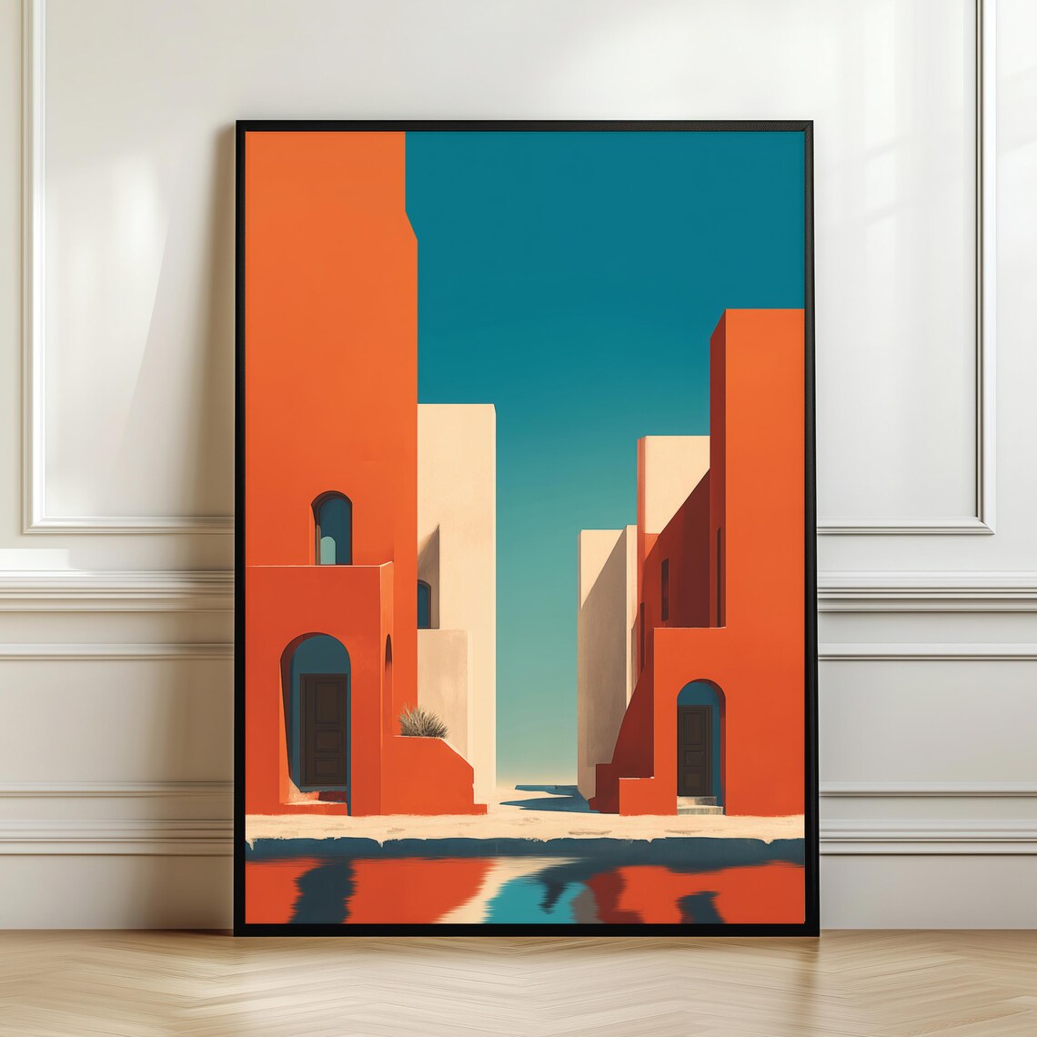 Mediterranean Minimal Architecture Poster, Coastal Decor