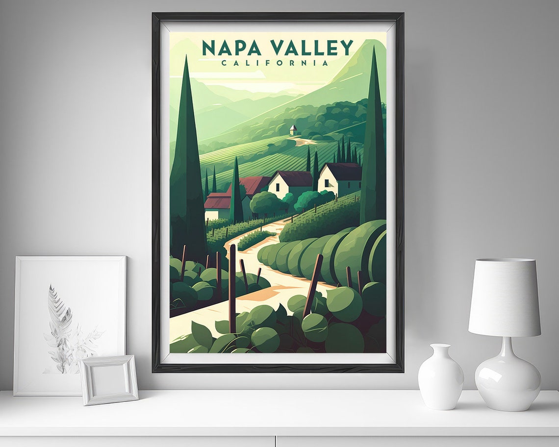 Napa Valley California Vineyard Travel Poster Wine Country Art - Image 4