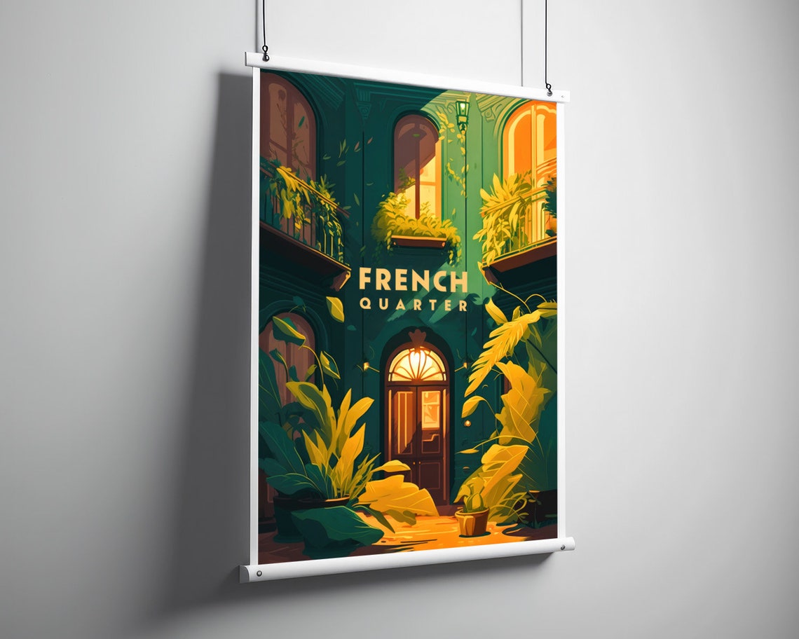 French Quarter New Orleans Travel Poster French Quarter Wall Art Print French Quarter Painting Illustration New Orleans Watercolor - Image 3