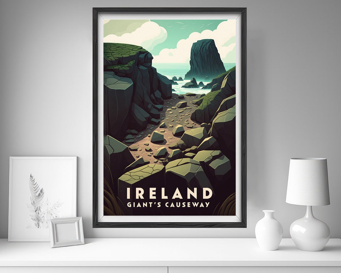 Ireland Giants Causeway Basalt Columns Coastal Cliffs Travel Poster - Image 4