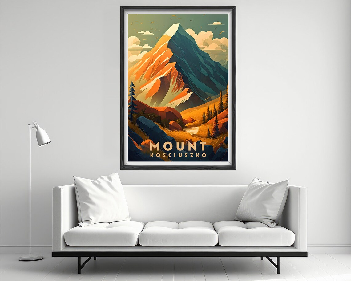 Mount Kosciuszko Australia Snow Capped Peak Vintage Travel Poster - Image 2