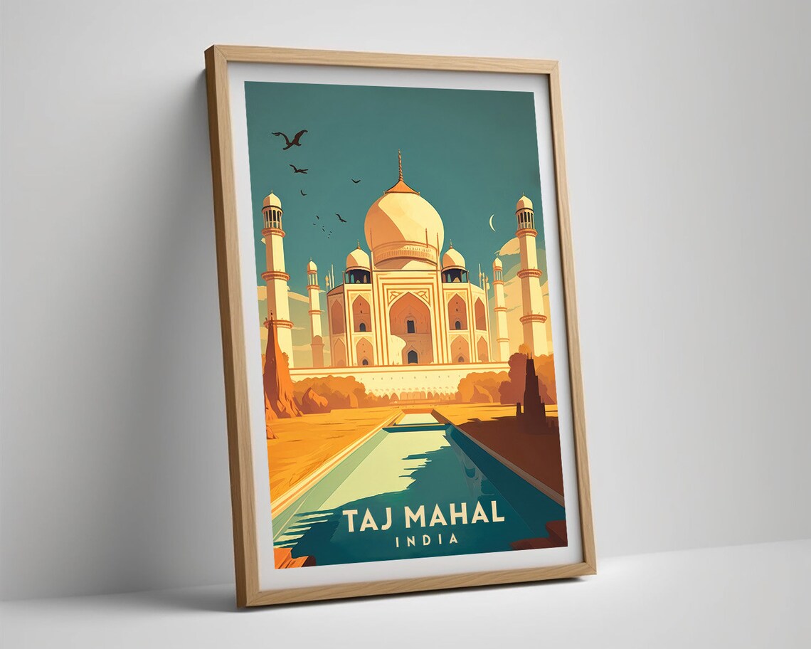 Taj Mahal India Vintage Travel Poster Mughal Mausoleum Artwork - Image 5