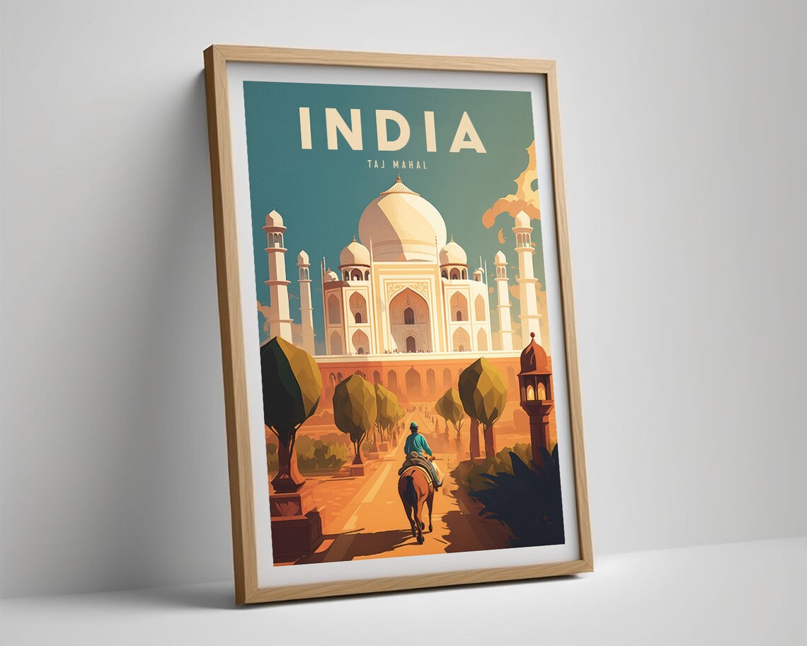 Taj Mahal India Travel Poster, India Wall Art Print - Image 5