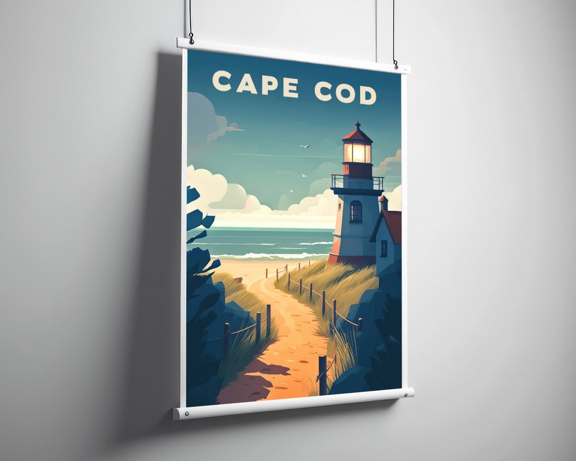 Cape Cod Massachusetts Lighthouse Beach Dunes Coastal Travel Poster - Image 3