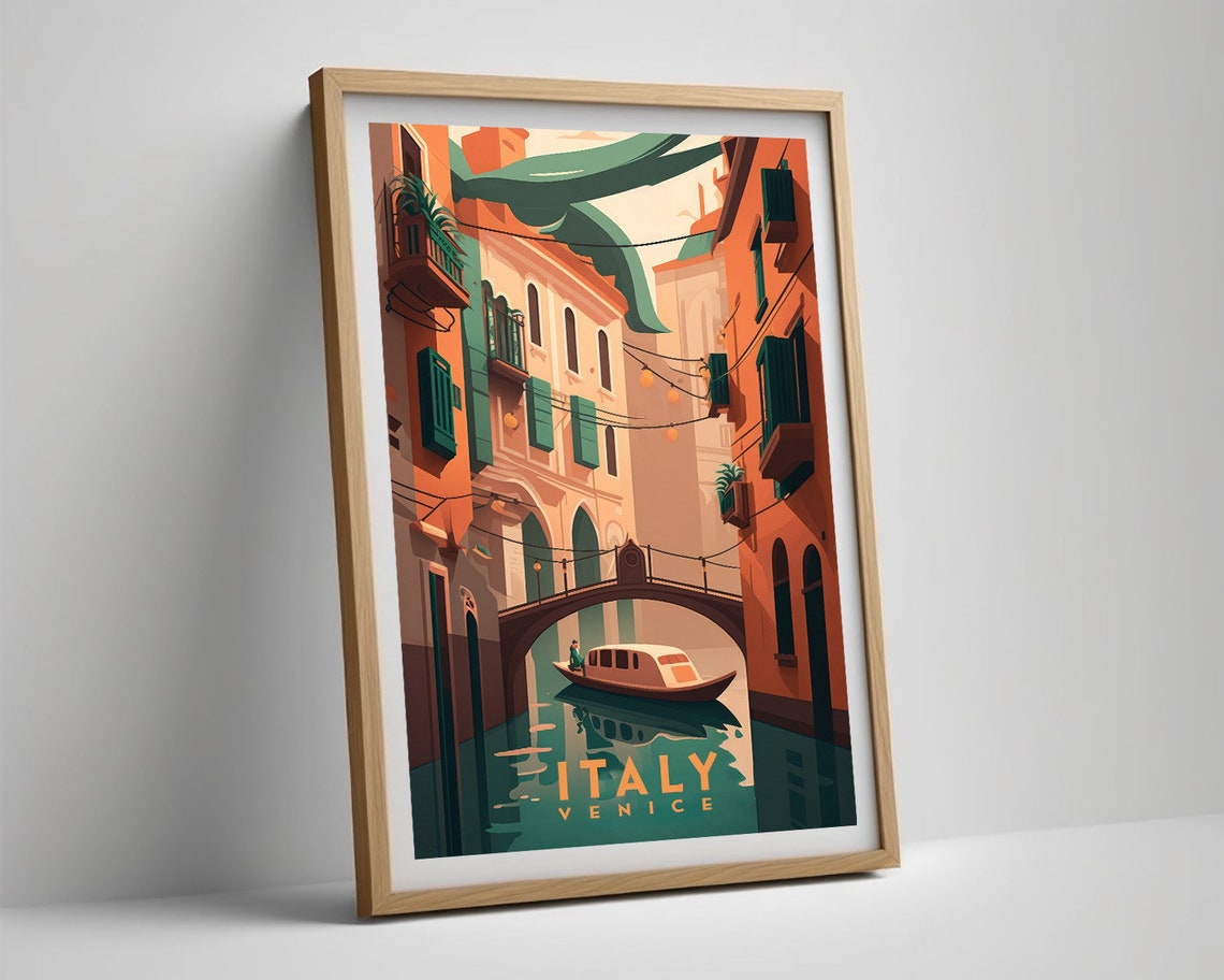 Venice Italy Travel Poster Venice Italy Wall Art Print Venice Italy Rialto Bridge Gondola Travel Art Poster Venice Italy Art Decor - Image 4