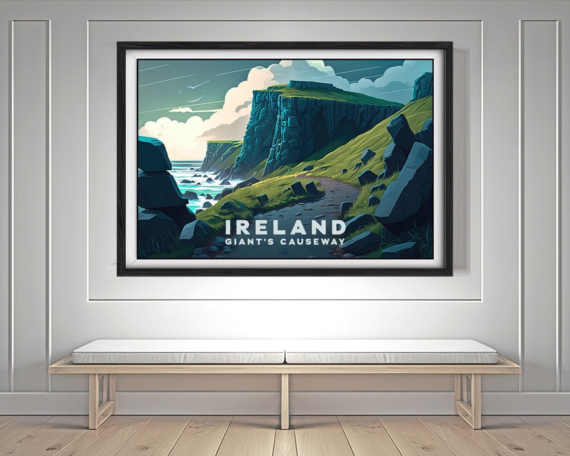 Ireland Giants Causeway Travel Poster Giants Causeway Wall Art Print Ireland Painting Ireland Illustration Ireland Watercolor - Image 4