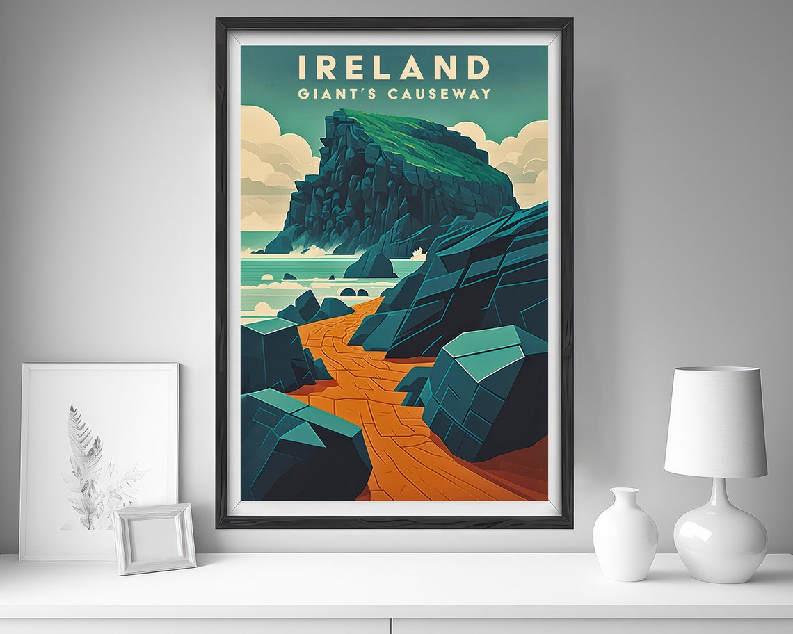 Giants Causeway Ireland Travel Poster Giants Causeway Wall Art Print Ireland Painting Ireland Illustration Ireland Watercolor - Image 5