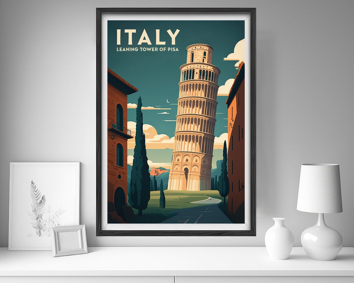 The Leaning Tower Of Pisa Travel Poster Italy Wall Art Print Italy Painting Tower Of Pisa Illustration Italy Watercolor Home Decor - Image 4