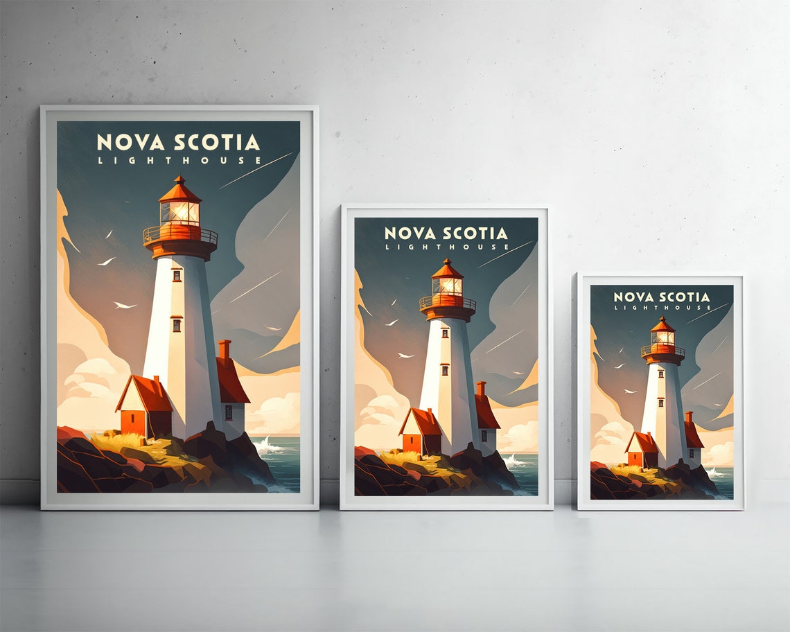 Nova Scotia Lighthouse Rocky Coast Beacon Retro Travel Poster - Image 5