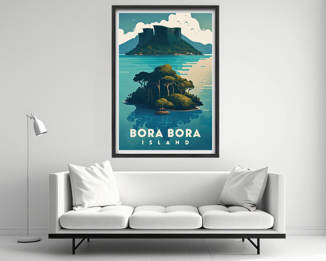 Bora Bora Island Turquoise Lagoon South Pacific Vintage Poster - Image 2