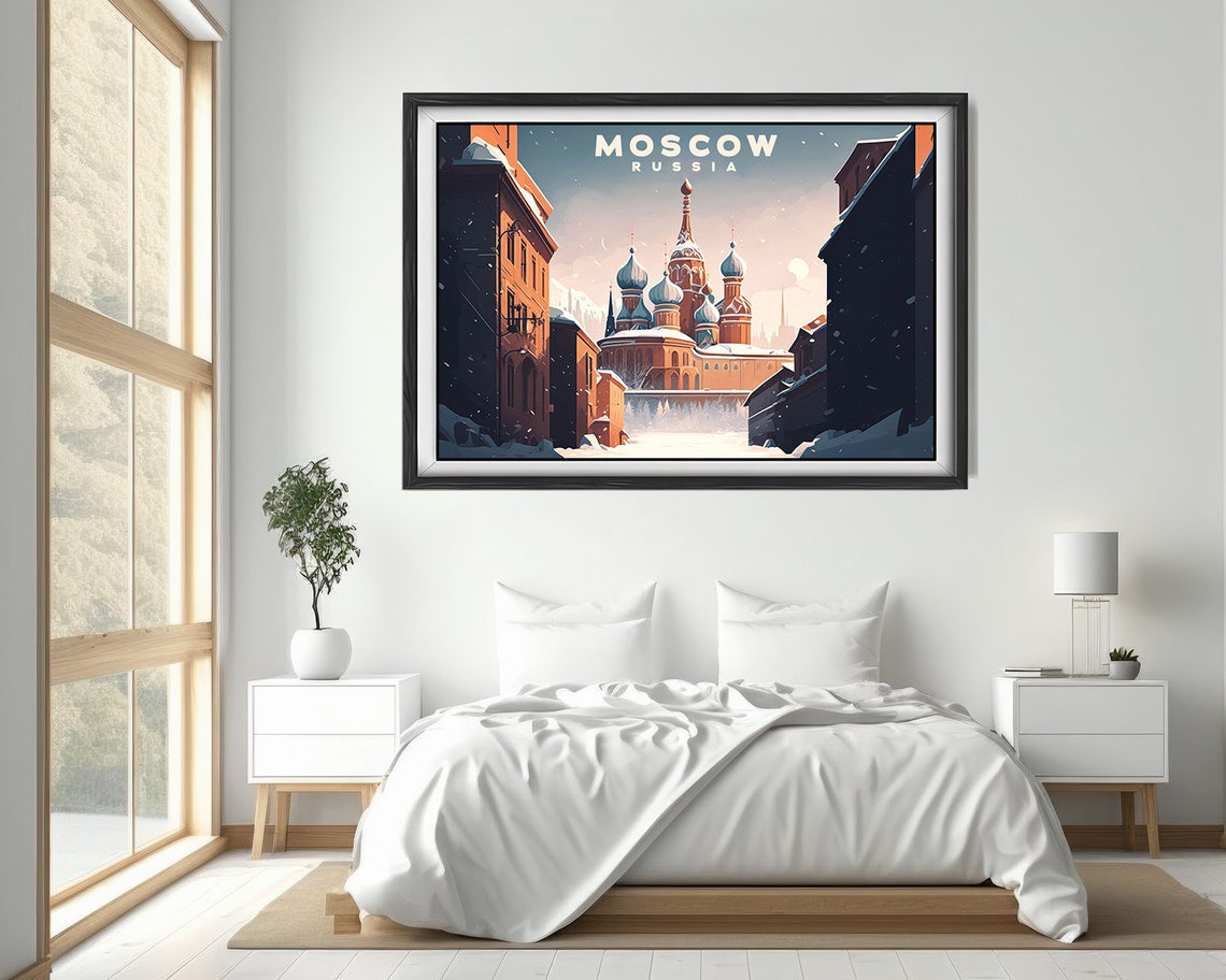 Moscow Russia St Basil Cathedral Winter Snow Travel Poster Art - Image 4