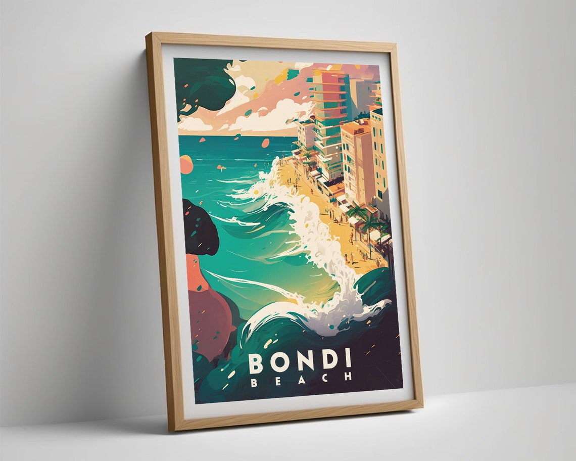 Bondi Beach Australia Waves Surf Coastal City Vintage Travel Poster - Image 5