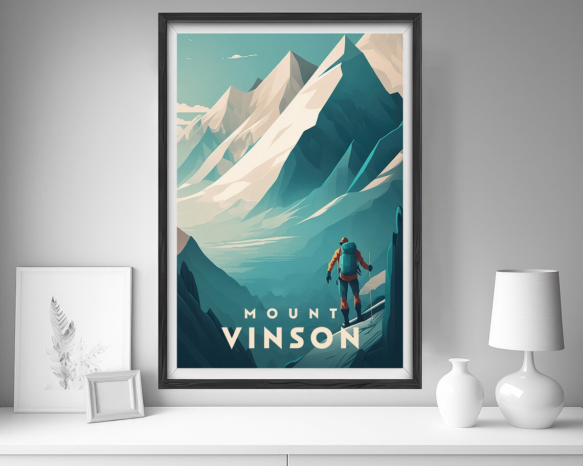 Mount Vinson Antarctica Climber Snow Peaks Vintage Travel Poster - Image 4
