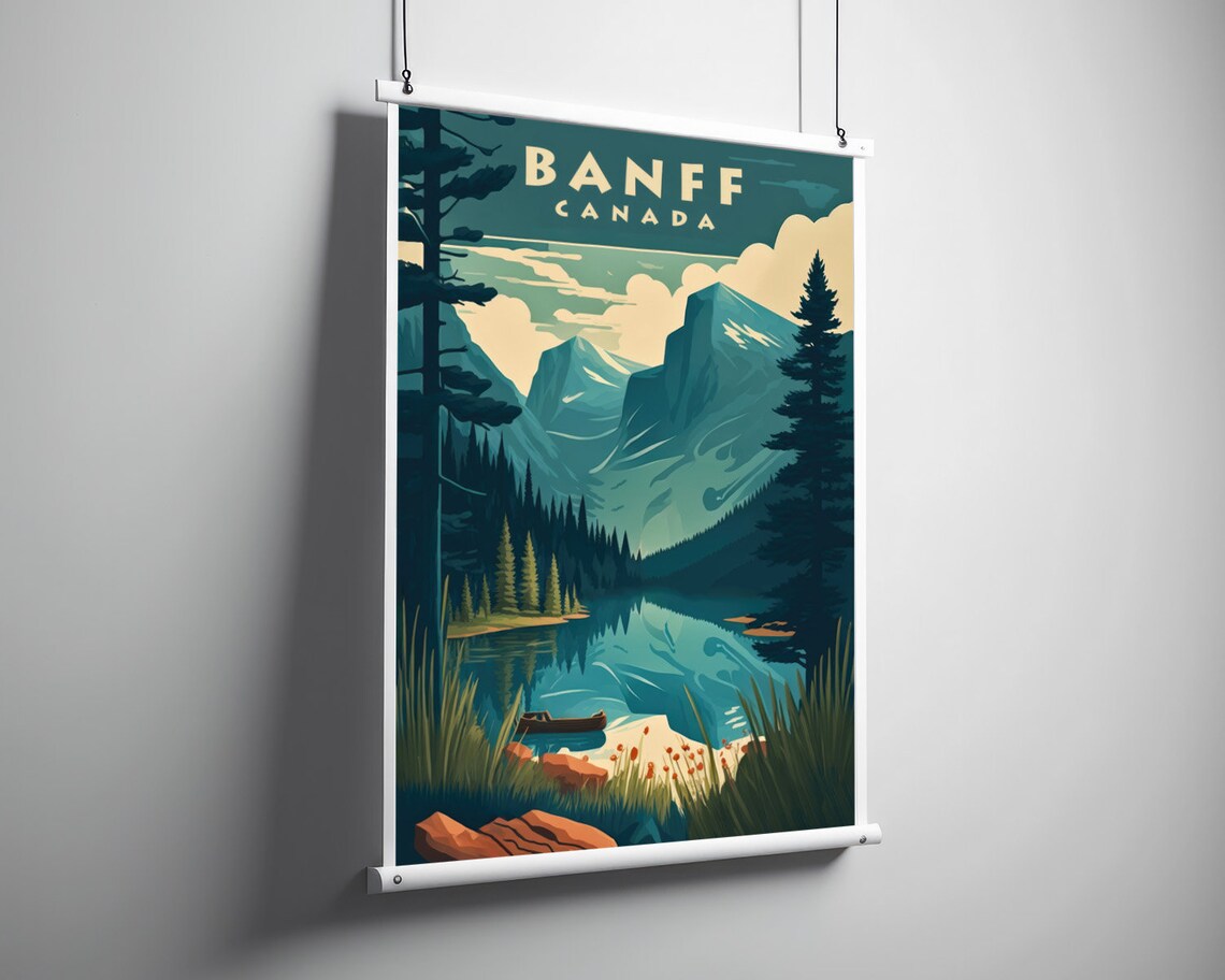 Banff Canada Alpine Lake Canoe Mountains Vintage Travel Poster - Image 5