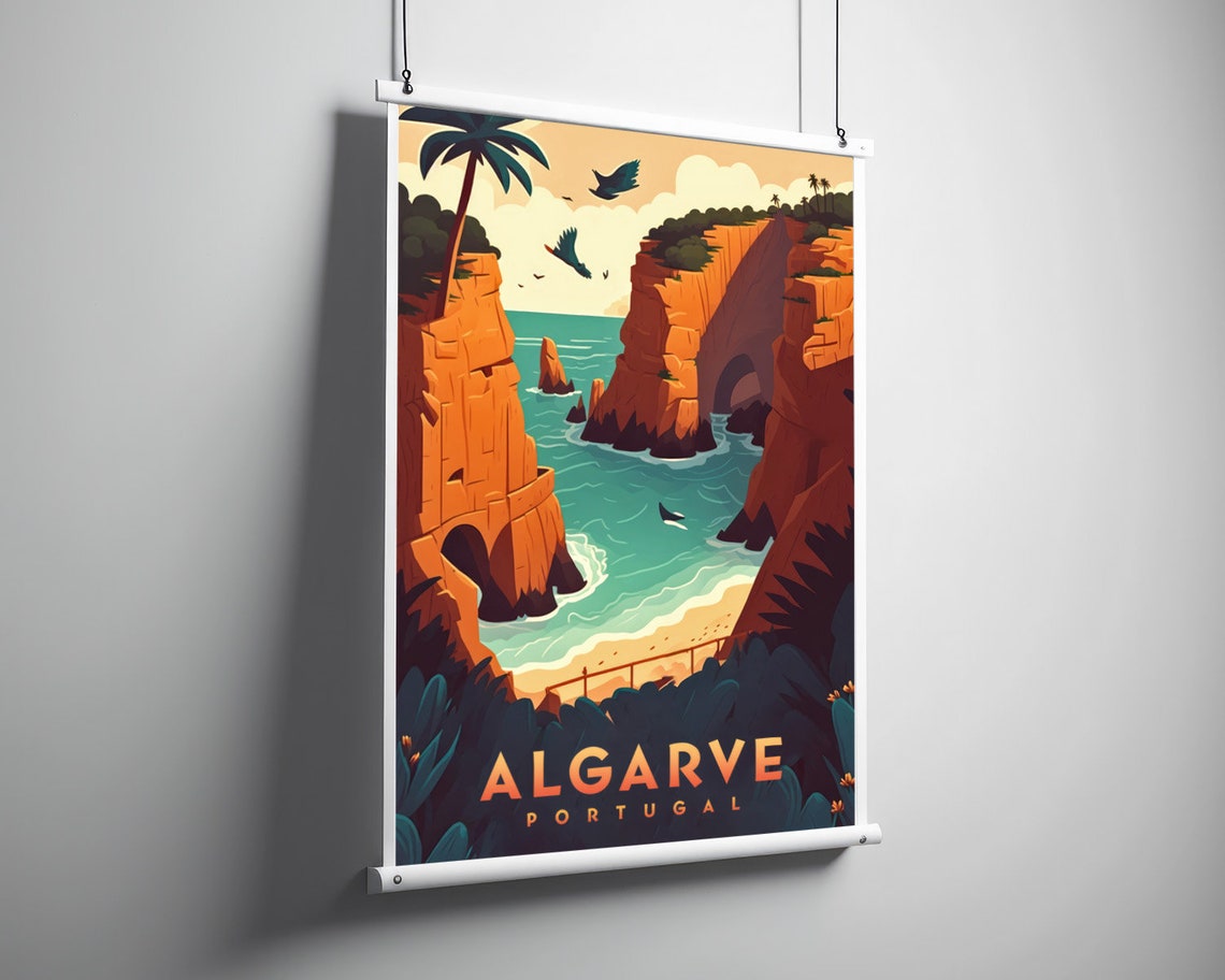 Algarve Portugal Travel Poster Algarve Portugal Wall Art Print Algarve Portugal Painting Illustration Algarve Portugal Watercolor - Image 3